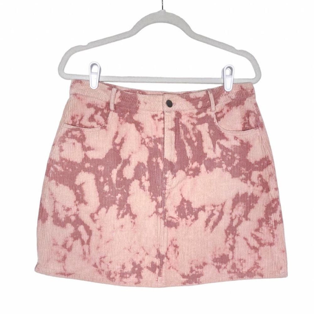 Le Lis Tie Dye Print Corduroy Mini Skirt Pink Size Large Club Concert Y2K New